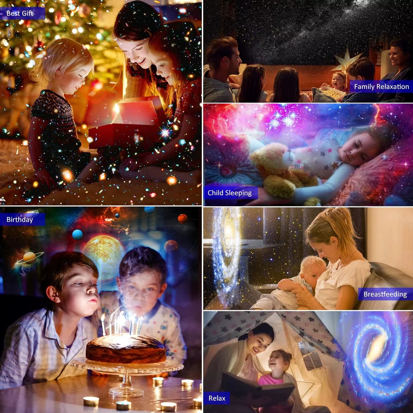 12-in-1 4K HD Star Projector and Galaxy Lamp with 360° Rotation – Ideal Night Light for Children's Rooms and Valentine's Gifts